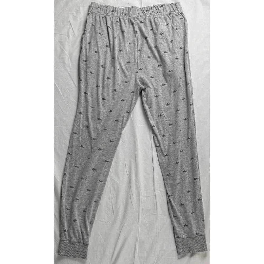 Lacoste Mens Gray All Over Logo Print Sleepwear Jogger lounge Pajama Pants Small - Picture 11 of 12